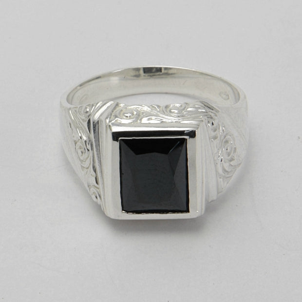 Мъжки сребърен пръстен "Black Square"