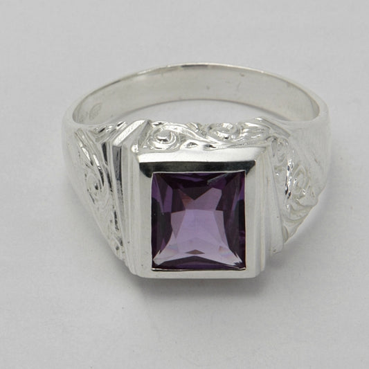 Мъжки сребърен пръстен "Purple Square"